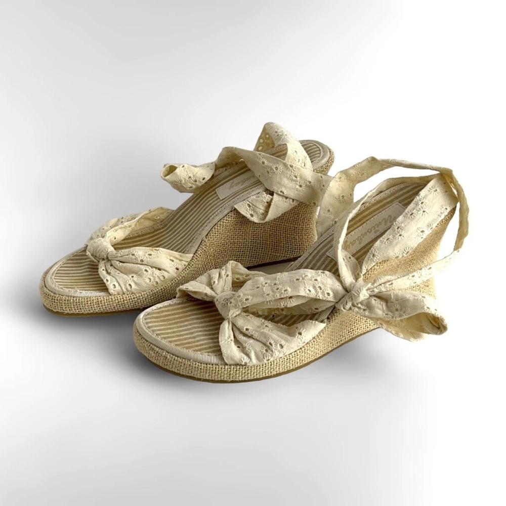UNIONBAY Lacy Summer Lace Up Espadrille Heel Platform Wedge Sandals, SIZE 10 M